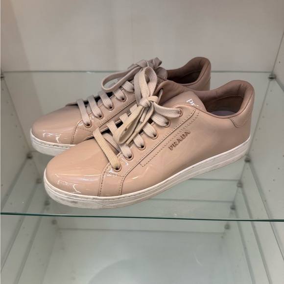 Prada Women's Nude Patent Sneakers - Picture 2 of 8